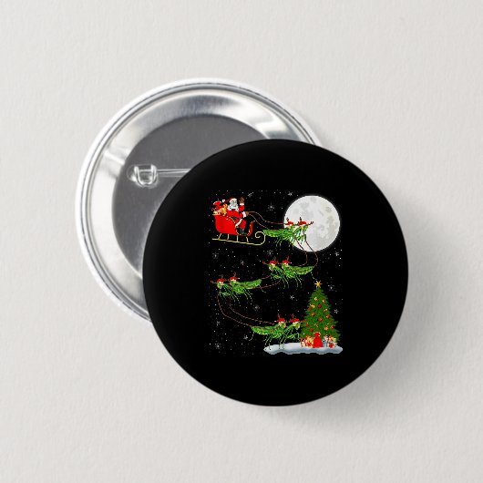Badge Rond 5 Cm Mantis Insect Santa Sleigh Flying Funny Magical Ch (Devant & derrière)