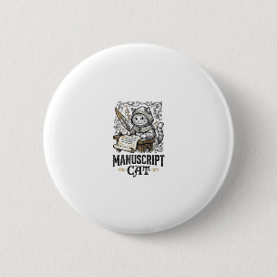 Badge Rond 5 Cm Manuscrit Chat Chat Manuscrit Médiéval Vintage Vec