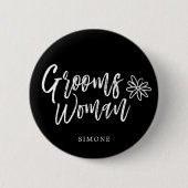 Badge Rond 5 Cm Manuscrit de GroomsWoman | écrivant le mariage (Devant)