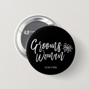 Badge Rond 5 Cm Manuscrit de GroomsWoman   écrivant le mariage