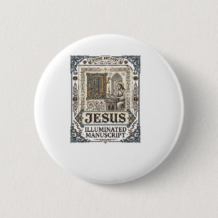 Badge Rond 5 Cm Manuscrit de Jésus Foi chrétienne vintage Jésus