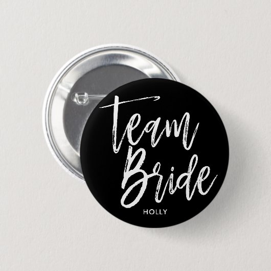 Badge Rond 5 Cm Manuscrit de la jeune mariée | d'équipe (Devant & derrière)