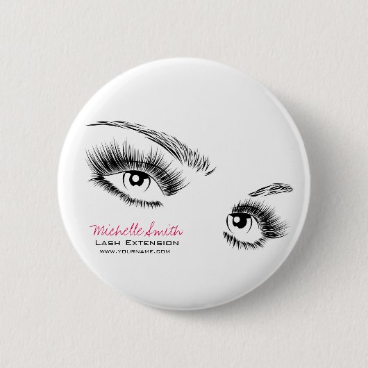 Badge Rond 5 Cm Maquillage chic minimaliste noir et blanc (Devant)