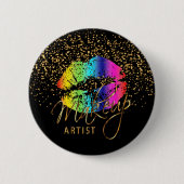 Badge Rond 5 Cm Maquilleur professionnel - lèvres d'arc-en-ciel (Devant)