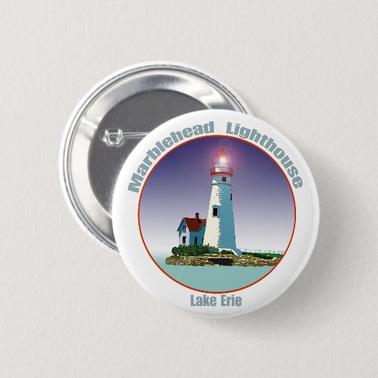 Badge Rond 5 Cm Marblehead Lighthouse (Devant & derrière)