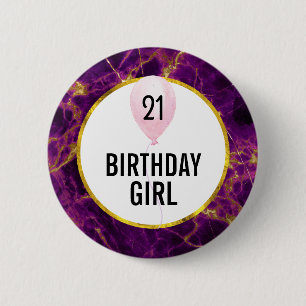 Badge Rond 5 Cm Marbre Abstrait moderne violet et or Anniversaire