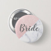 Badge Rond 5 Cm Marbre blanc et rose de la mariée à parties scinti (Devant & derrière)