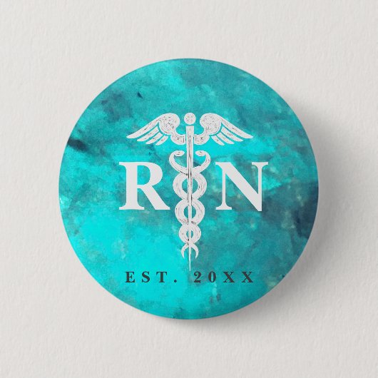 Badge Rond 5 Cm Marbre fait sur commande de turquoise d'année de (Devant)