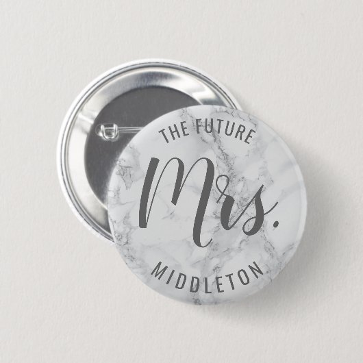 Badge Rond 5 Cm Marbre gris - future Mme (Devant & derrière)