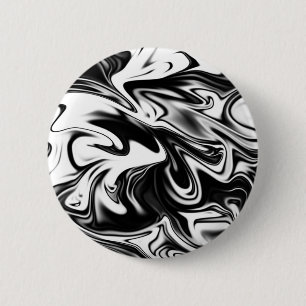 Badge Rond 5 Cm Marbre Noir et Blanc Liquéfie,