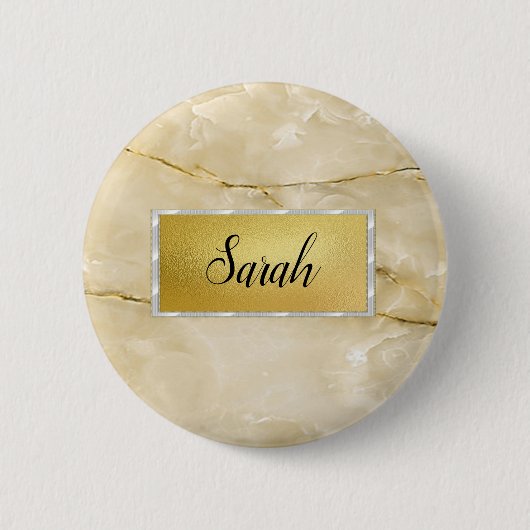 Badge Rond 5 Cm Marbre or tendance (Devant)