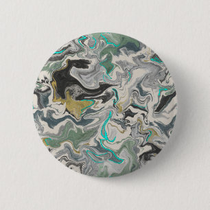Badge Rond 5 Cm Marbrure de pierre avec veines de turquoise 2 1/4"