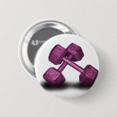 Badge Rond 5 Cm Marchandises roses d'haltères (Devant & derrière)