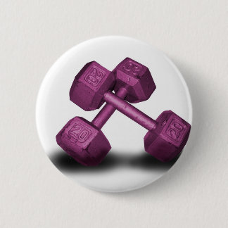 Badge Rond 5 Cm Marchandises roses d'haltères