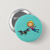 Badge Rond 5 Cm Marche blonde de chien de femme (Devant & derrière)
