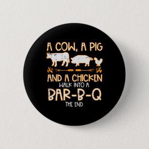Badge Rond 5 Cm Marche de poulet de porc de vache R B Q Bbq Rbecue