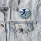 Badge Rond 5 Cm Marche sur le bouton de l'eau (En situation)