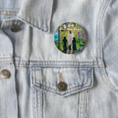 Badge Rond 5 Cm Marcher Avec Le Bouton Christ Standard (En situation)