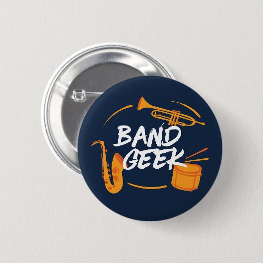 Badge Rond 5 Cm Marching Band Geek Funny Musicien (Devant & derrière)