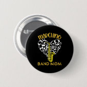 Badge Rond 5 Cm Marching Band Mom Heart Love Music Notes Saxophone (Devant & derrière)