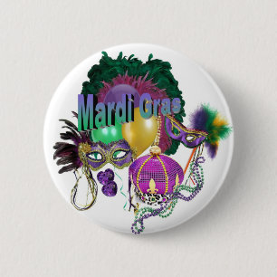 Badge Rond 5 Cm Mardi Gras