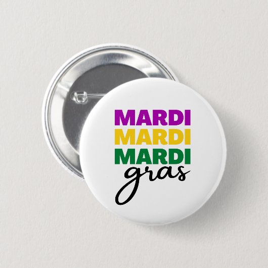 Badge Rond 5 Cm Mardi Gras (Devant & derrière)