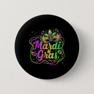 Badge Rond 5 Cm Mardi Gras 2025 Hommes Femmes Enfants Perles Masqu