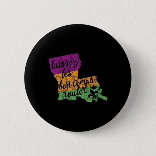 Badge Rond 5 Cm Mardi Gras 2025 Laissez Les Bon Temps Rouler New O (Devant)