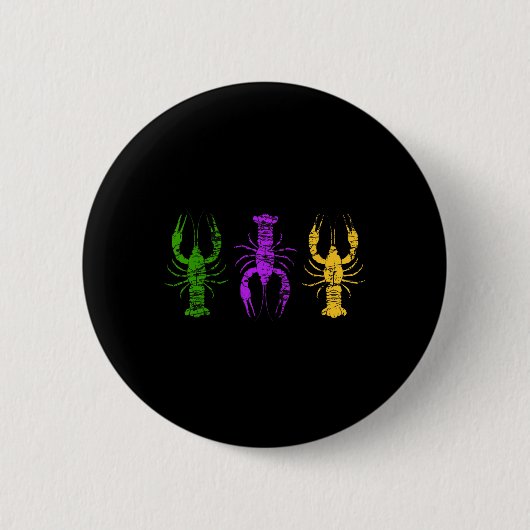 Badge Rond 5 Cm Mardi Gras Crawfish Jester Hat Bead Tee New Orlean (Devant)