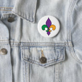 Badge Rond 5 Cm Mardi Gras Fleur de Lis (En situation)
