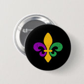 Badge Rond 5 Cm Mardi Gras Fleur De Lis (Devant & derrière)
