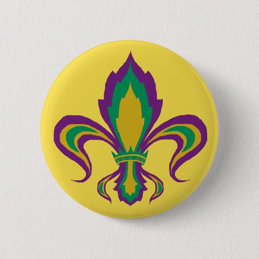 Badge Rond 5 Cm Mardi Gras Fleur De Lis (Devant)