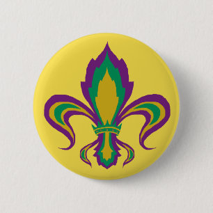 Badge Rond 5 Cm Mardi Gras Fleur De Lis