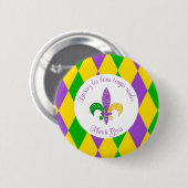 Badge Rond 5 Cm Mardi Gras ! Laissez le bon temps tourner (Devant & derrière)