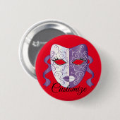Badge Rond 5 Cm mardi gras masques Thunder_Cove (Devant & derrière)