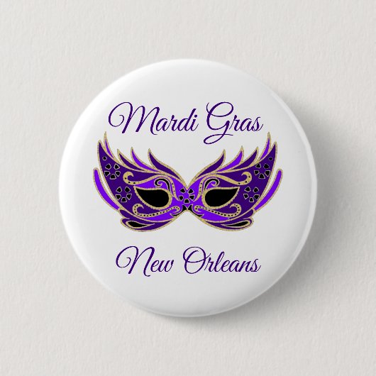 Badge Rond 5 Cm Mardi Gras New Orleans Mask (Devant)