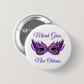 Badge Rond 5 Cm Mardi Gras New Orleans Mask (Devant & derrière)