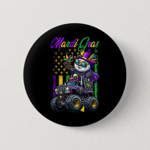 Badge Rond 5 Cm Mardi Gras Panda Sungles Sur Un Camion Monstre Per