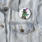 Badge Rond 5 Cm Mardi Gras Steampunk Party Animal Alligator (En situation)