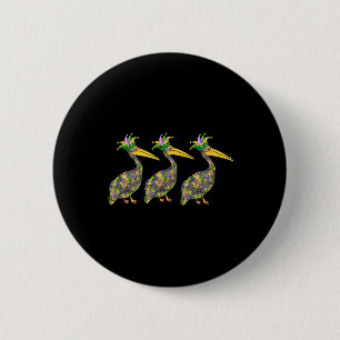 Badge Rond 5 Cm Mardi Pelicans Mardi Gras Beads Louisiana Parade N