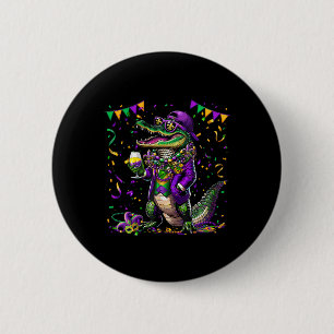 Badge Rond 5 Cm Mardigator Mardi Gras Alligator Costume Hommes Fem