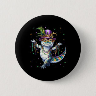 Badge Rond 5 Cm Mardigator mardi Gras Alligator Danseuse Carn