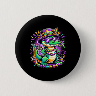 Badge Rond 5 Cm Mardigator Mardi Gras Alligator Hommes Femmes Mard