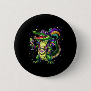 Badge Rond 5 Cm Mardigator Mardi Gras Alligator Mardi Gras Chemise