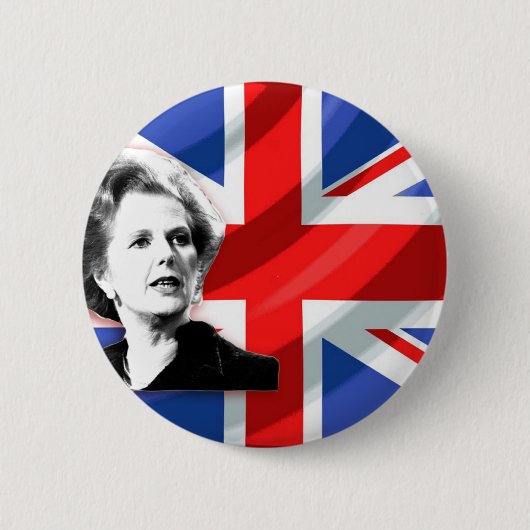 Badge Rond 5 Cm Margaret Thatcher Union Jack (Devant)