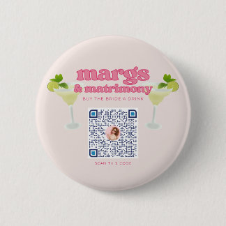 Badge Rond 5 Cm Marges et mariage Bachelorette Parti QR Code Pin