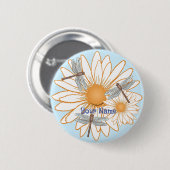 Badge Rond 5 Cm Marguerite blanche Libellule (Devant & derrière)