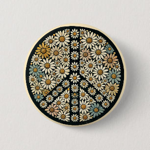 Badge Rond 5 Cm Marguerite des signes de paix
