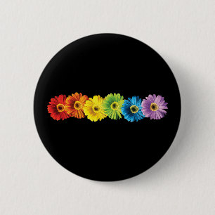 Badge Rond 5 Cm Marguerites d'arc-en-ciel