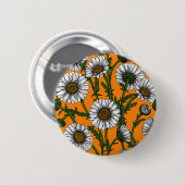 Badge Rond 5 Cm Marguerites sur orange (Devant & derrière)